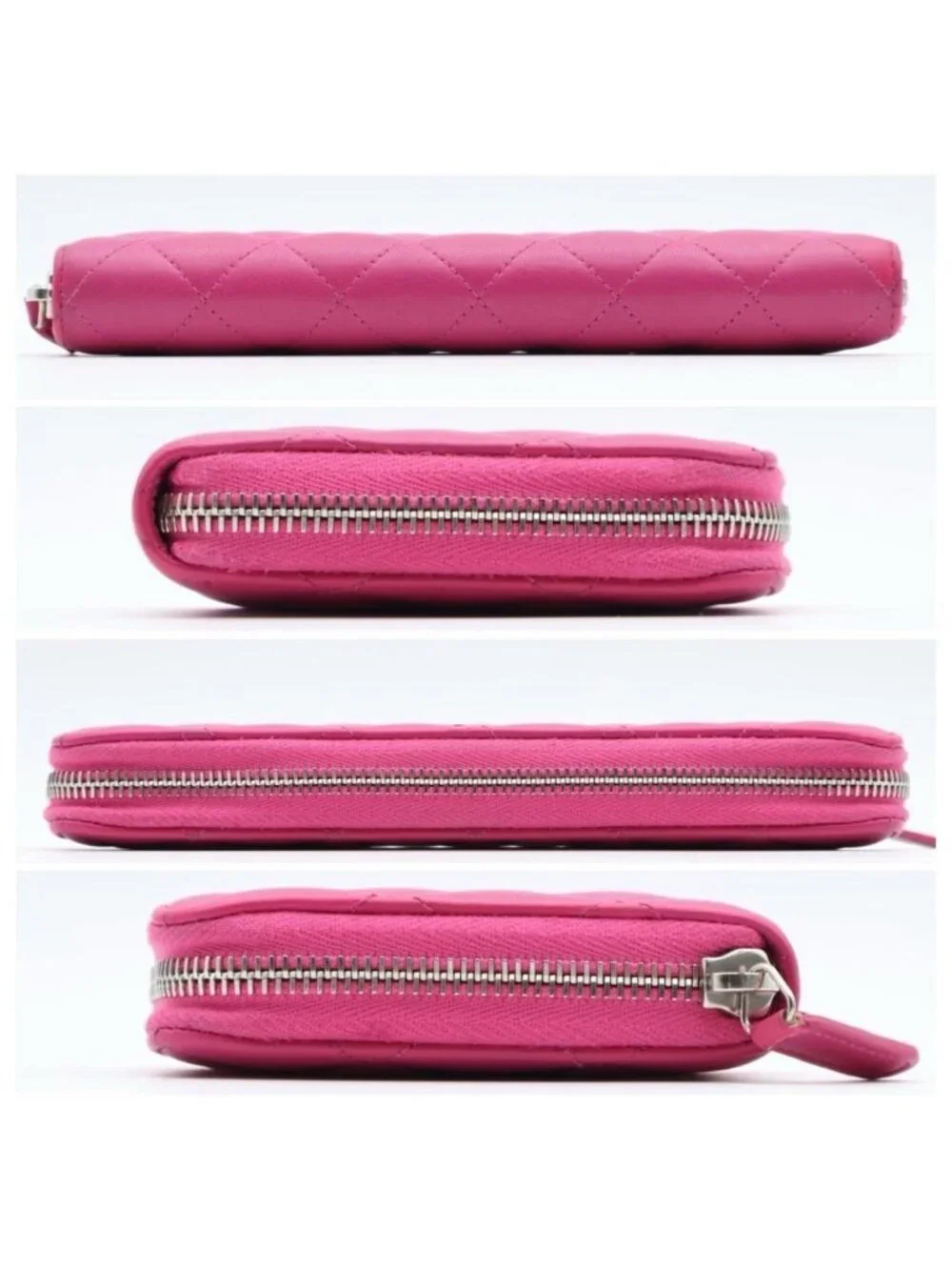 Chanel Zip Around Wallet Quilted Pink
